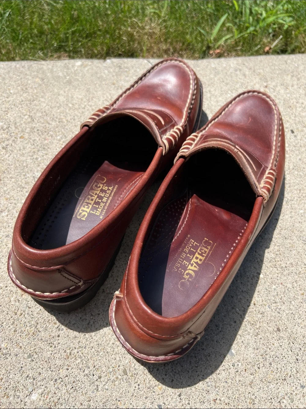 Men's 10 Brown Sewn Leather Penny Loafers Lasting Quality Materials Made in USA